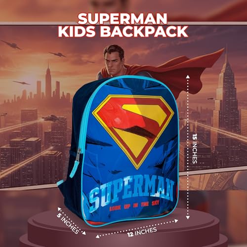 Superman Backpack, 15" Superhero School Bag for Boys, Blue - color: Superman