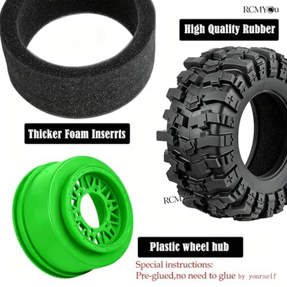 Rc Wheels and Tires Set for 1/10 Slash 2WD 4×4 4WD,Senton,Axia1,Redca t,Rc4w d,Detachable Replacement Running on Off-Road Tire,on-Road Tire w/12mm/14mm/17mm Hex,Soft Tires Plastic Rim,Green - color: Green (1/10)