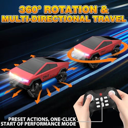 RC Drift Car 1/20 Scale 2.4GHz 4WD Remote Control Cars with Led Lights 22KM/H High Speed &1/28 Scale Gesture Sensing RC Stunt Cars Toys for 6-12 Years Old Boys Girls