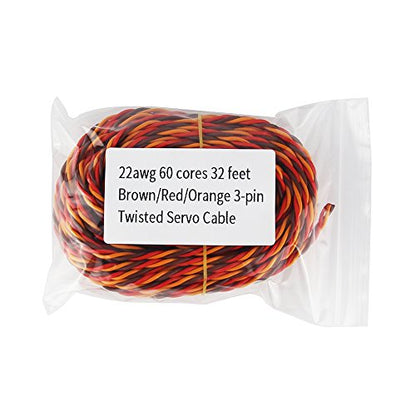 32 feet 22AWG 60cores Twisted Servo Lead Servo Extended Cable Twisted Wire for JR Servo Extension