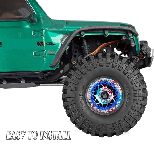 RC 1.9" Beadlock Wheel Tires Set 1.9 Beadlock Wheels and Tires for 1/10 SCX10 90046 AXI03007 TRX4 TRX6 VS4-10 Gen7 Gen8 MST CFX D90 RC Crawler Car,Aluminium 1.9 Rims w/Wheels Ring,Colorful - color: Colorful- (Wheel Tires)