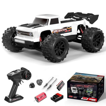 Brushless RC Cars for Adults, 1/16 Scale RC Truck, 55KM/H High Speed Remote Control Car, 2.4GHz 4WD All Terrains Off-Road RC Monster Truck with LED Light and Rechargeable Battery - size: 1 Battery