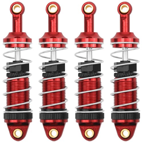 4Pack ShareGoo RC Car Shock Absorbers Metal Shocks Damper Compatible with MJX Hyper Go 14301 14302 14303 1/14 RC Car Upgrades Part (Red) - color: Red