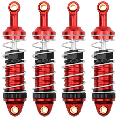 4Pack ShareGoo RC Car Shock Absorbers Metal Shocks Damper Compatible with MJX Hyper Go 14301 14302 14303 1/14 RC Car Upgrades Part (Red) - color: Red