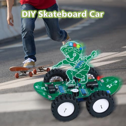 MiOYOOW DIY RC Car Soldering Kit STEM Electronics Project for Teens | 360° Spin, 5-Speed, DIY Remote Control Car Kit, Skateboard-Style, Soldering Practice Kit for School & Home Learning
