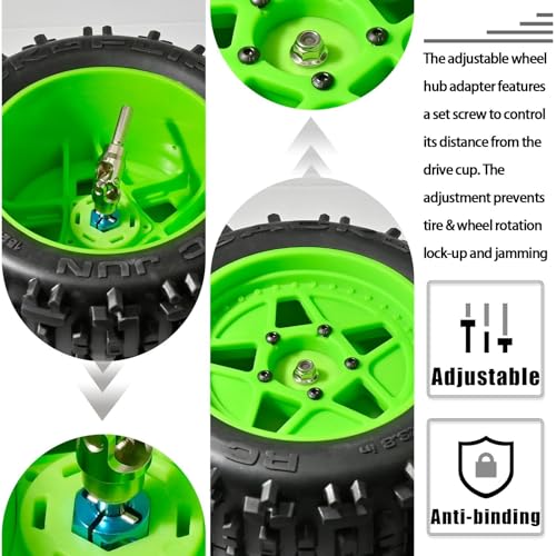 Aluminum 12mm Hex Wheel Hub 4Pcs w/Axle Pin M4 Flange Lock Nut Standard M3 M4 Nut 7mm Thickness Wheel Drive Adapter for 1/10 Traxxas HSP Redcat Rc4wd Tamiya Axial SCX10 WLtoy RC Car(25Pcs) - color: Sky Blue, size: 7.0