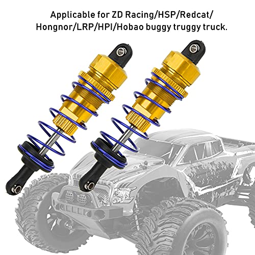 2pcs 92mm RC Oil Pressure Adjustable Front Shock Damper, 1/10 RC Car Shock Absorber, Upgraded Aluminum Alloy Buggy Suspension for ZD Racing HSP Hongnor LRP HPI (Gold) - color: Gold