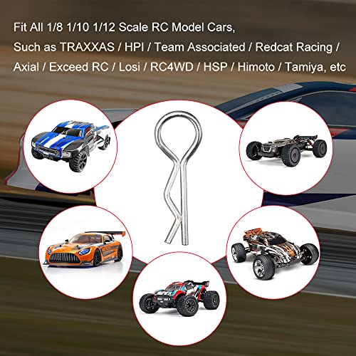 GLOBACT 100Pcs Universal RC Body Clips Pins for All 1/8 1/10 1/12 Scale Redcat HPI Himoto HSP Exceed RC Car Parts Truck Buggy Shell Replacement | RC Body Clips Pins for Traxxas Redcat HPI Himoto HSP Exceed 1/8 1/10 1/12 RC Car Truck Crawler