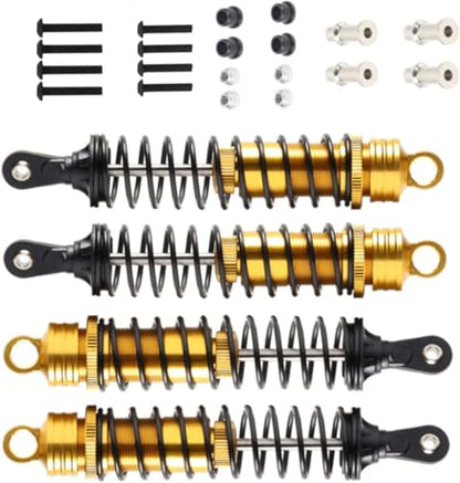 Aluminum 140mm rc shocks,Oil Adjustable RC Damper Set with Springs for 1/8 Rc Car Buggy Truck Hsp Hpi Losi Axial Upgraded Hop-Up Parts 4PCS/set(Yellow) - color: yellow