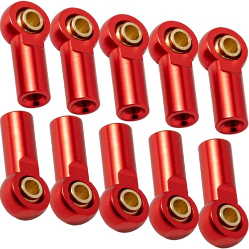 10PCS Aluminum M3 Tie Rod End Ball Joint Link Ball Head Holder 3mm RC Car Upgrade Parts, Compatible with Tamiya HSP Traxxas TRX4 Axial SCX10 D90 1/10 RC Car Truck Buggy Crawler, Red - color: Red