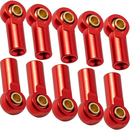 10PCS Aluminum M3 Tie Rod End Ball Joint Link Ball Head Holder 3mm RC Car Upgrade Parts, Compatible with Tamiya HSP Traxxas TRX4 Axial SCX10 D90 1/10 RC Car Truck Buggy Crawler, Red - color: Red