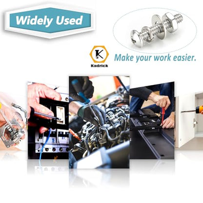 KADRICK 920Pcs Machine Screw Assortment Kit,Stainless Steel #4-40 to #10-24 | 304 Stainless Steel Phillips Pan Head SAE Screw Kit,Assorted SAE Screws Nuts & Washers,#4-40 #6-32 #8-32 #10-24 - size: SS #4-#10 920Pcs