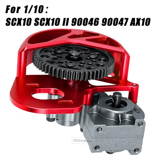 RC Aluminum Transmission Gearbox Upgrades Part for 1/10 SCX10, SCX10 II 90046 90047 Wraith,AX10 RC Crawler car,Alloy Center Transmission Gearbox,Titanium & Red - color: Titanium&red(1pc)