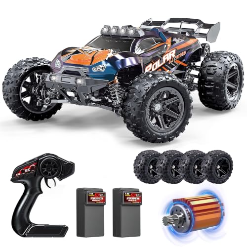 1/14 Fast RC Cars for Adults，4x4 Offroad Waterproof Monster Truck 40+ mph | V3 Electric Powered High Speed Remote Control Drift Buggy Car, All Terrain Truggy with 2S Battery for Snow Sand - color: Blue Orange