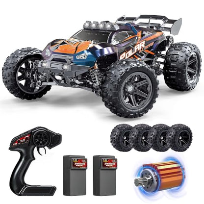 1/14 Fast RC Cars for Adults，4x4 Offroad Waterproof Monster Truck 40+ mph | V3 Electric Powered High Speed Remote Control Drift Buggy Car, All Terrain Truggy with 2S Battery for Snow Sand - color: Blue Orange