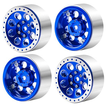 1.3 Beadlock Wheel Rims for SCX24 TRX4M Upgrade 1/24 1/18 RC Crawler Car (Blue) - color: Blue