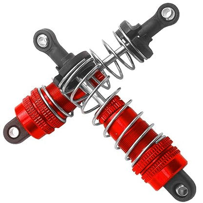ShareGoo Aluminum Front Rear Swing Arm & Steering Knuckle Kit & Shock Absorbers Compatible with WLtoys 144010 144001 144002 1/14 RC Car (Red) - color: Red
