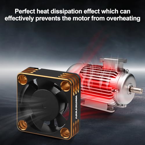 RC Car Motor Cooling Fan Heatsink 2Pack 28000RPM Brushless ESC Cooling Fan | RC Cooling Fan for RC Car 1/8 1/10 540 550 Motor (Black+Gold) - color: Black Gold 2Pack