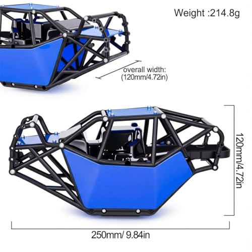 AMK RC Crawler Roll Cage, 1/10 Scale Nylon Rock Buggy Body Cage for Axial SCX10 SCX10 II, Durable RC Rock Crawler Upgrade Part (Blue) - color: Blue