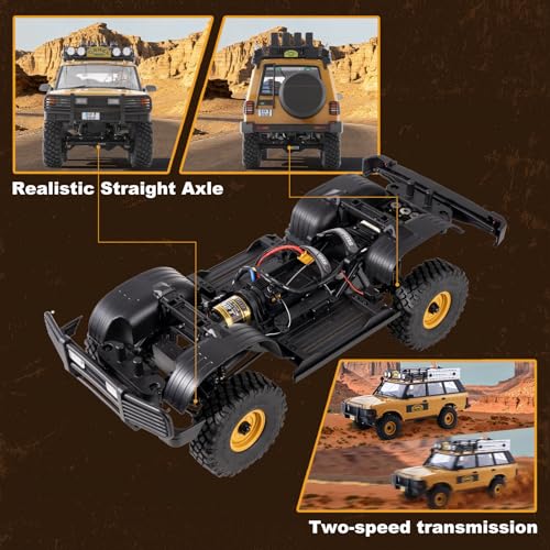 BEEZRC FMS 1/10 FCX10 RC Crawler Officially Authorized Land Rover Series, Camel Trophy Edition RC Model 4WD RC Rock Truck, 2.4Ghz Hobby Grade, RC Off Road Vehicle for Adults RS(Defender 110) - style: Defender