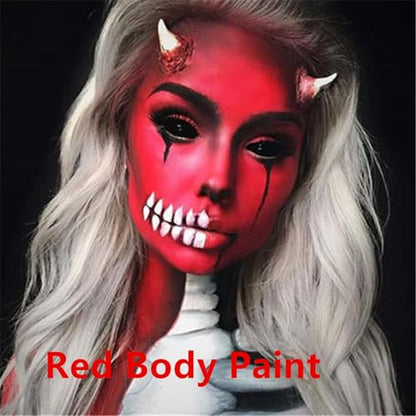 Go Ho Liquid Red Face Body Paint(2.1 oz),Red Makeup Water Based Face Paint and Body Paint for Airbrush Makeup Special FX, Cosplay, and Halloween Make up - color: Red