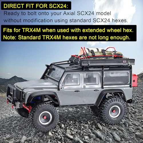 1.0 Beadlock Wheel CNC Aluminum Alloy Wheel Rims - Premium Upgrade for 1/24 Axial SCX24 & TRX4M RC Crawlers (Requires Extended Hubs for TRX4M)(White)