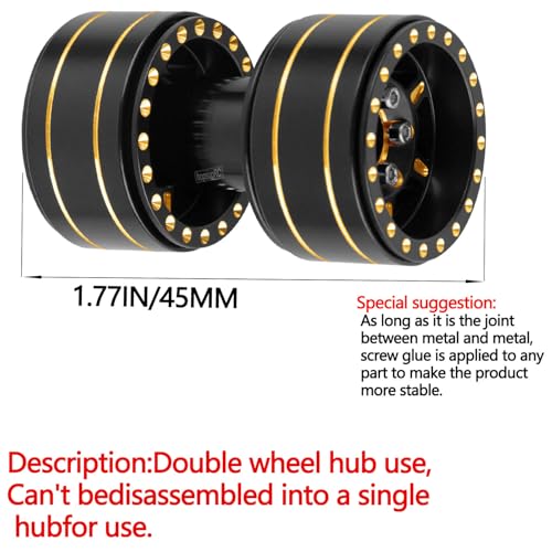 1.0" Dually Beadlock RC Wheel Rim for 1/18 1/24 Trx4m Axia 1 SCX24 RC Crawler,1.0 Full Brass RC Wheel Hub Rim 4pcs