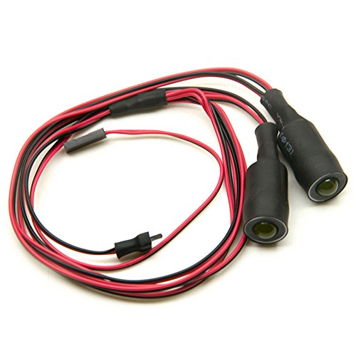 QUE-T 13mm 2 LEDs Angel Eyes & Demon Eyes LED Headlight/Back Light for 1:10 RC Model Crawler Cars, (Red + Yellow, 13MM) - color: Red + Yellow, size: 13MM