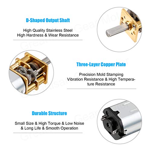 DC 3V 25RPM N20 High Torque Speed Reduction Motor with Metal Gearbox Motor for DIY RC Toys