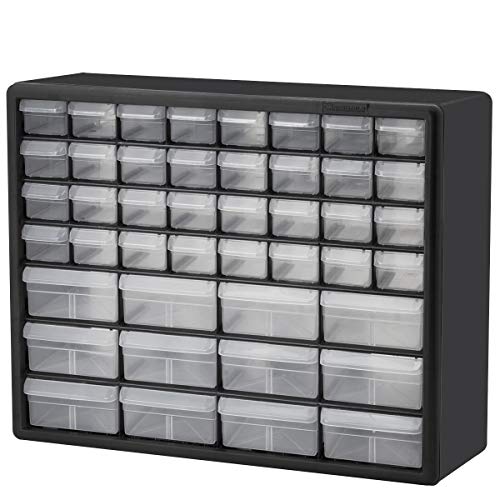 Akro-Mils 10124 24 Drawer Plastic Parts Storage Hardware and Craft Cabinet, 20-Inch x 16-Inch x 6.5-Inch, Black