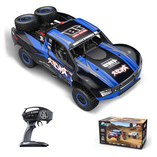 RD12 1/12 Scale RC Drift Car for Adults, 4WD Brushed Off-Road Truck Vehicle with Gyroscope Stabilization, Multi-Color LED Lights for Street Racing(Blue) - color: Blue