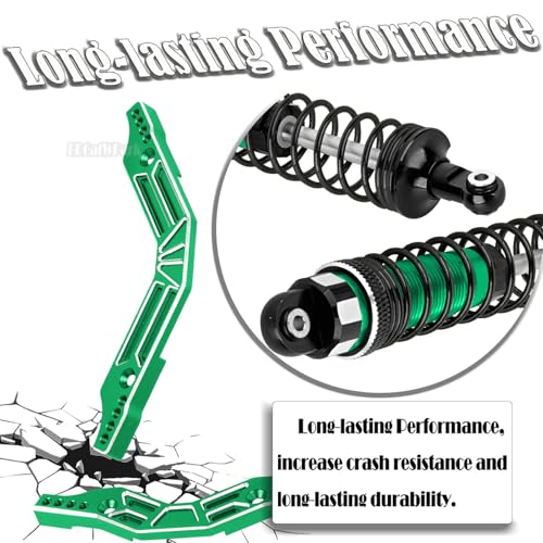 Big Bore Shocks & Shock Tower Upgrades Part for 1/10 Big Rock/Granite/Senton 3S BLX,1/8 Typhon 3S BLX Mega550,4Pcs RC Aluminum Full Metal Shocks Absorber & Front Rear Shock Tower,Green