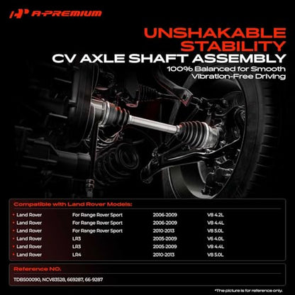 A-Premium Front Left Driver Side CV Axle Shaft Assembly Compatible with Land Rover Range Rover Sport 2006-2013, LR3 2005-2009, LR4 2010-2013