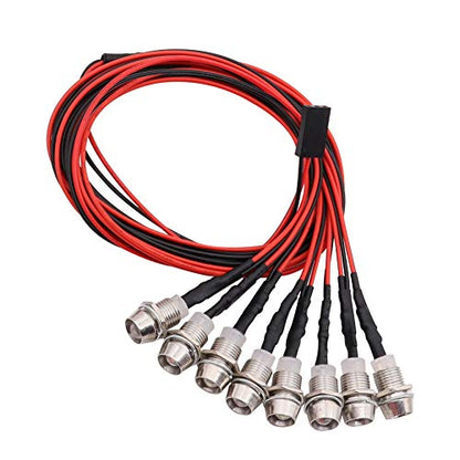 8Leds LED Light Headlights Lighting Taillight Kit Accessories Lights Compatible with traxxas HSP RC4WD Tamiya Redcat Axial SCX10 RC Car Crawler Truck Tank,5mm(2 White + 2 Red+ 4 Orange)