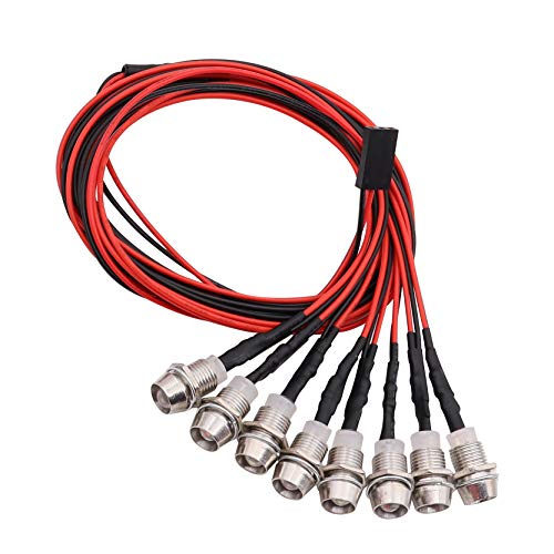 8Leds LED Light Headlights Taillight Kit Accessories Lights Compatible with traxxas HSP RC4WD Tamiya Redcat Axial SCX10 RC Car Crawler Truck Tank,5mm(4 White + 4 Red)