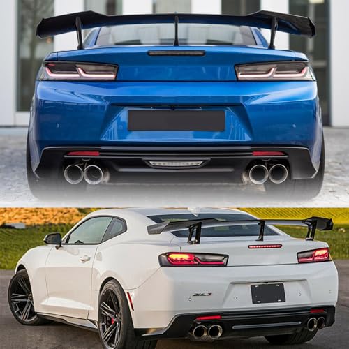 for 2016 2017 2018 2019 2020 2021 2022 2023 2024 Chevy Camaro SS RS LT ZL All Models Rear Trunk Spoiler Wing, ZL1 1LE Style Lip Spoiler Wing Without Rear View Camera (Glossy Black) - size: For Chevy Camaro ZL1 (2016-2024)
