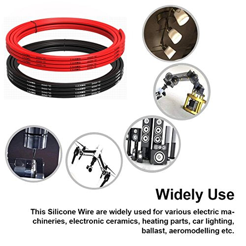 TUOFENG 16 AWG Silicone Wire - Flexible Tinned Copper, Red/Black 10ft | Ultra-flexible 16 AWG tinned copper wire (252 strands). High temp resistant (-60°C to 200°C). Easy to solder for RC & DIY. - size: 16 AWG 2 colors wire 5ft
