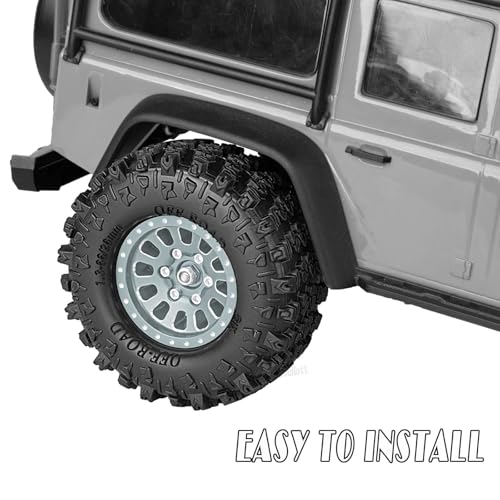 Rc 1.3 Beadlock Wheel Tires/Wheel Rims for 1/24 1/18 SCX24 TRX4M RC Crawler Car,Aluminum 1.3 Beadlock Wheels and Tires,Rc Tires with Foam Inserts,Titanium(4PCS) - color: Titanium - (Rc Wheels Tires)
