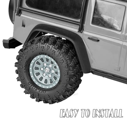 Rc 1.3 Beadlock Wheel Tires/Wheel Rims for 1/24 1/18 SCX24 TRX4M RC Crawler Car,Aluminum 1.3 Beadlock Wheels and Tires,Rc Tires with Foam Inserts,Titanium(4PCS) - color: Titanium - (Rc Wheels Tires)