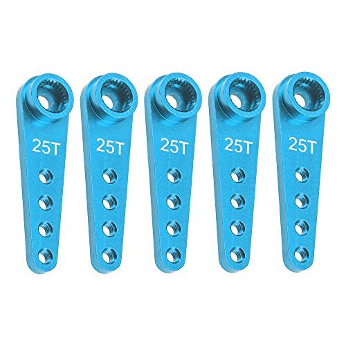 5Pcs ShareGoo 25T Servo Horn 37mm Metal 25 Teeth Extension Steering Arm Server Compatible with Futaba Savox Power HD HSP MG995 MG996 Servos for RC Car Truck (Blue) - color: Blue