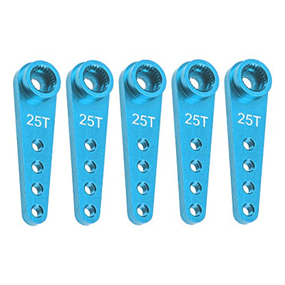 5Pcs ShareGoo 25T Servo Horn 37mm Metal 25 Teeth Extension Steering Arm Server Compatible with Futaba Savox Power HD HSP MG995 MG996 Servos for RC Car Truck (Blue) - color: Blue