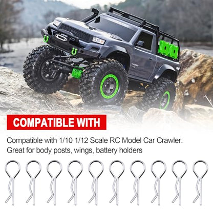 50-Pack HobbyPark Metal 1/12 1/10 Body Clips Bent Springy R Pins Medium Replacement Parts for RC Car Truck Crawler Buggy