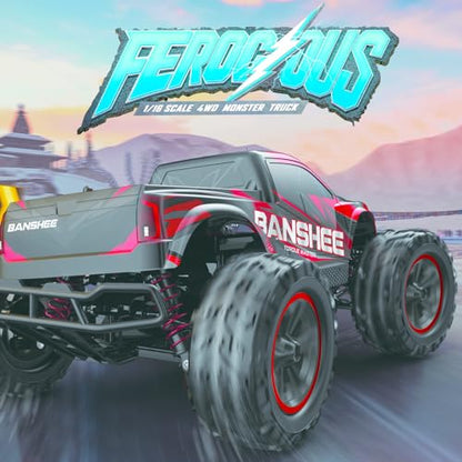 POCO DIVO Monster Truck, 1/16 Ferocious RC Off-Road Truggy, Radio Remote Control Racing Speed 30kmph 4x4 Sports Car, 12” Large All Terrain LED Vehicle with Metal Gear