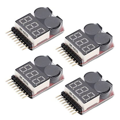 4 PCS 2 in 1 1 8S Lipo Battery Voltage Tester Monitor Low Voltage Buzzer Alarm RC Battery Checker