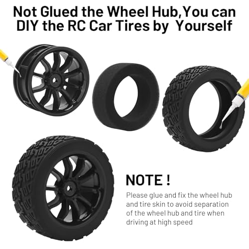 RC On Road Wheels and Tires, daitoku 12mm Hex RC Rally Racing Car Tires for 1/16 1/14 1/12 1/10 RC Touring Car On-Road Off Road Buggy - Style D - style: Style D