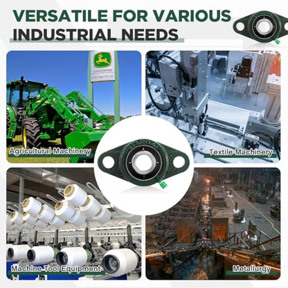 Threlaco 10 Pack UCFL204-12 Pillow Block Bearing 3/4 in Bore Shaft Flange Mount Ball Bearing Unit 2-Bolt, Self Aligning Cast Iron Housing, Set Screw Locking Style Flange Pillow Block - style: UCFL204-12