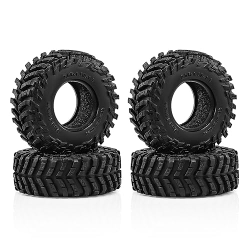 4PCS 1.3" Rubber Tire All Terrain Wheel Tyre with Foam Inserts for 1/12 1/14 1/18 1/24 Crawler Car for TRX4M SCX24 AX24 FCX24 FMS 1/24 Micro 1.0inch Beadlock Upgrade Parts (72x28MM) - color: 72x28mm
