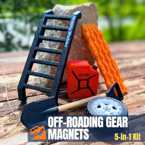 Mini Off-Roading Gear Bumper Magnets, Magnetic Little Ladder 5-in-1 Kit | Powerful Magnet Mounting, ABS and ASA materials, offroad fans gifts,Off-Road Emblems, Off-Roading lover Stickers - color: Orange