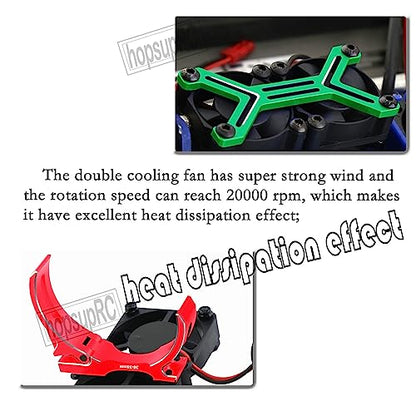 3660 540 550 Motor Cooling Fan with 36-38mm Adjustable Mount Upgrades Part for 1/10 Slash SCX10 TRX4,Aluminum High Speed Cooling Dual Fans 20000 RPM Heatsink Hops Up,Red - color: Red/36-38mm