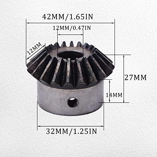 2Pcs Bevel Gear Tapered Bevel Pinion Gear Bevel Gears 2 Module 20 Teeth for Hardware Mechanical Rotation (20T 12mm Hole) - size: 20T 12mm Hole